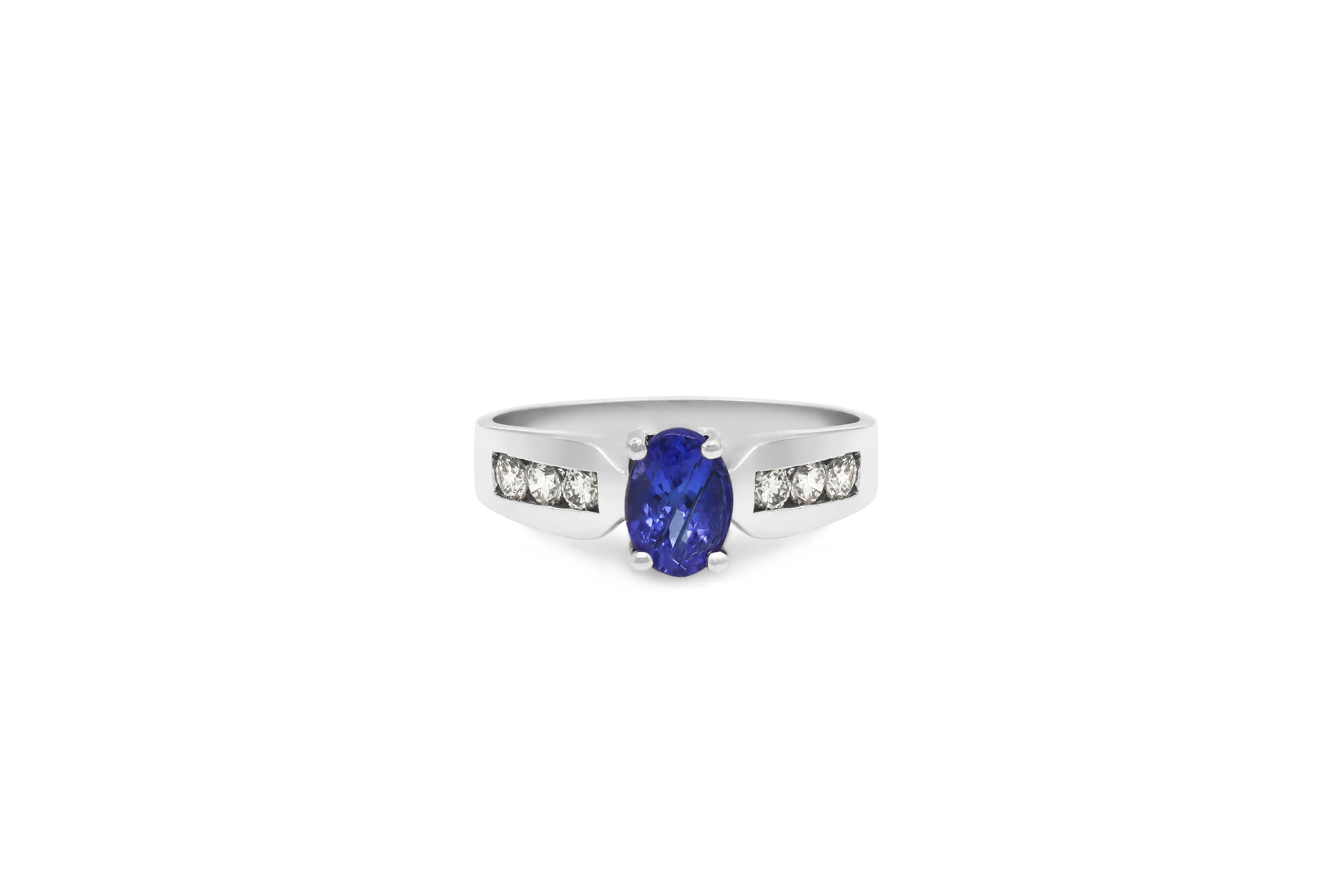 0.87 CT Tanzanite Diamond Ring 0.36 CT TW 14K White Gold TZR005