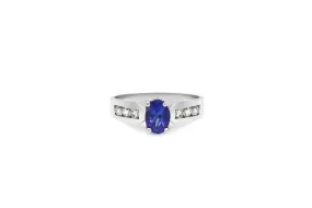 0.87 CT Tanzanite Diamond Ring 0.36 CT TW 14K White Gold TZR005