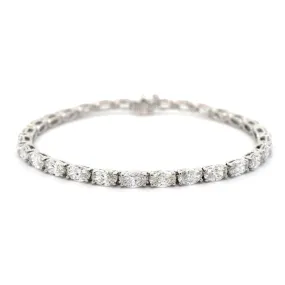 18K White Gold Oval Diamond Tennis Bracelet