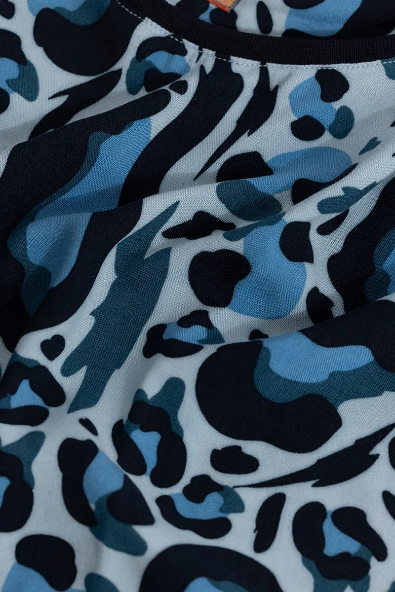 Abstract Leopard Blue T-Shirt