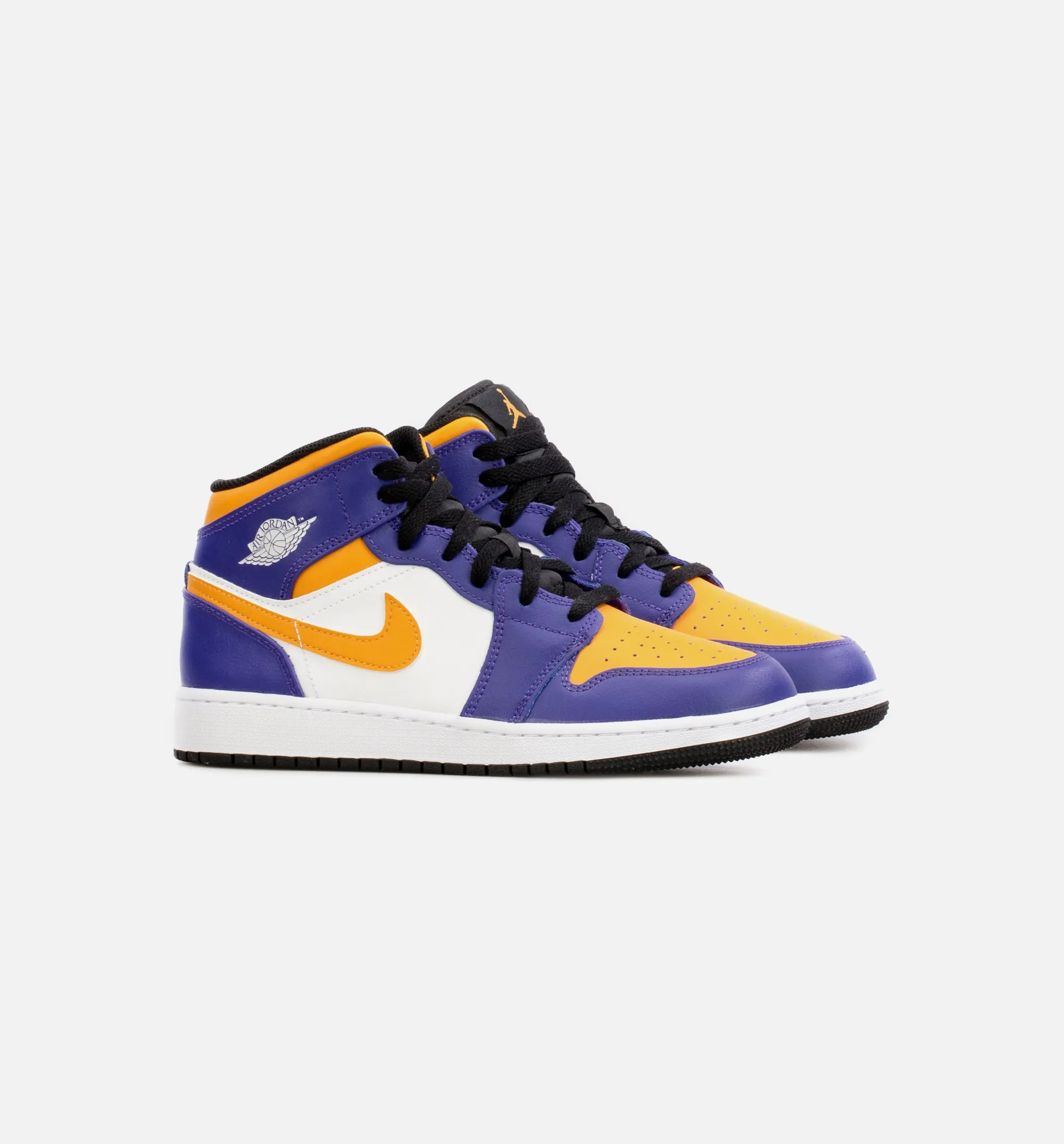 Air Jordan 1 Mid Grade School Lifestyle Shoe - Purple/Yellow