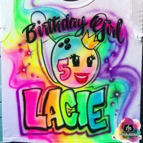 Airbrush Bowling Birthday Girl Shirt Design