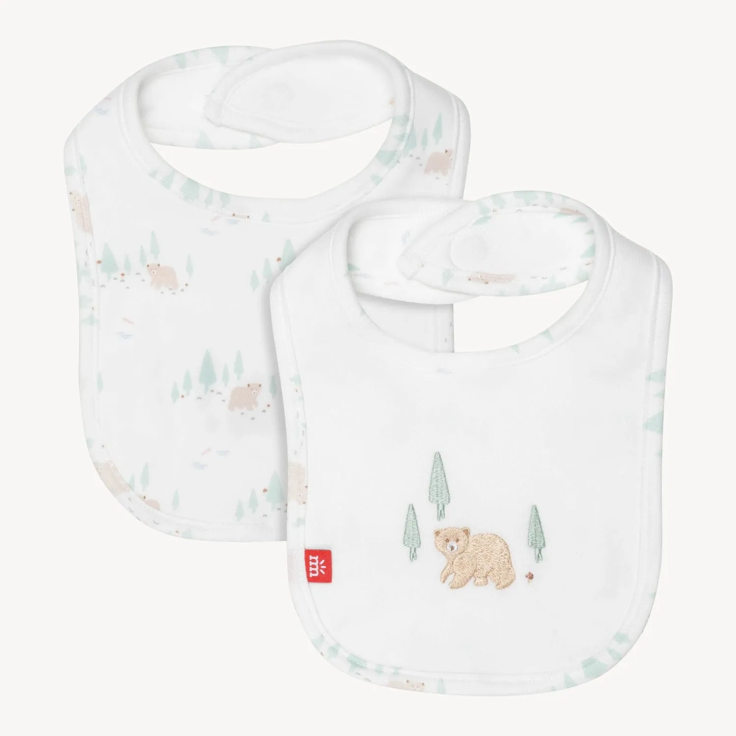 babe in the woods organic cotton magnetic stay dry infant reversible bib