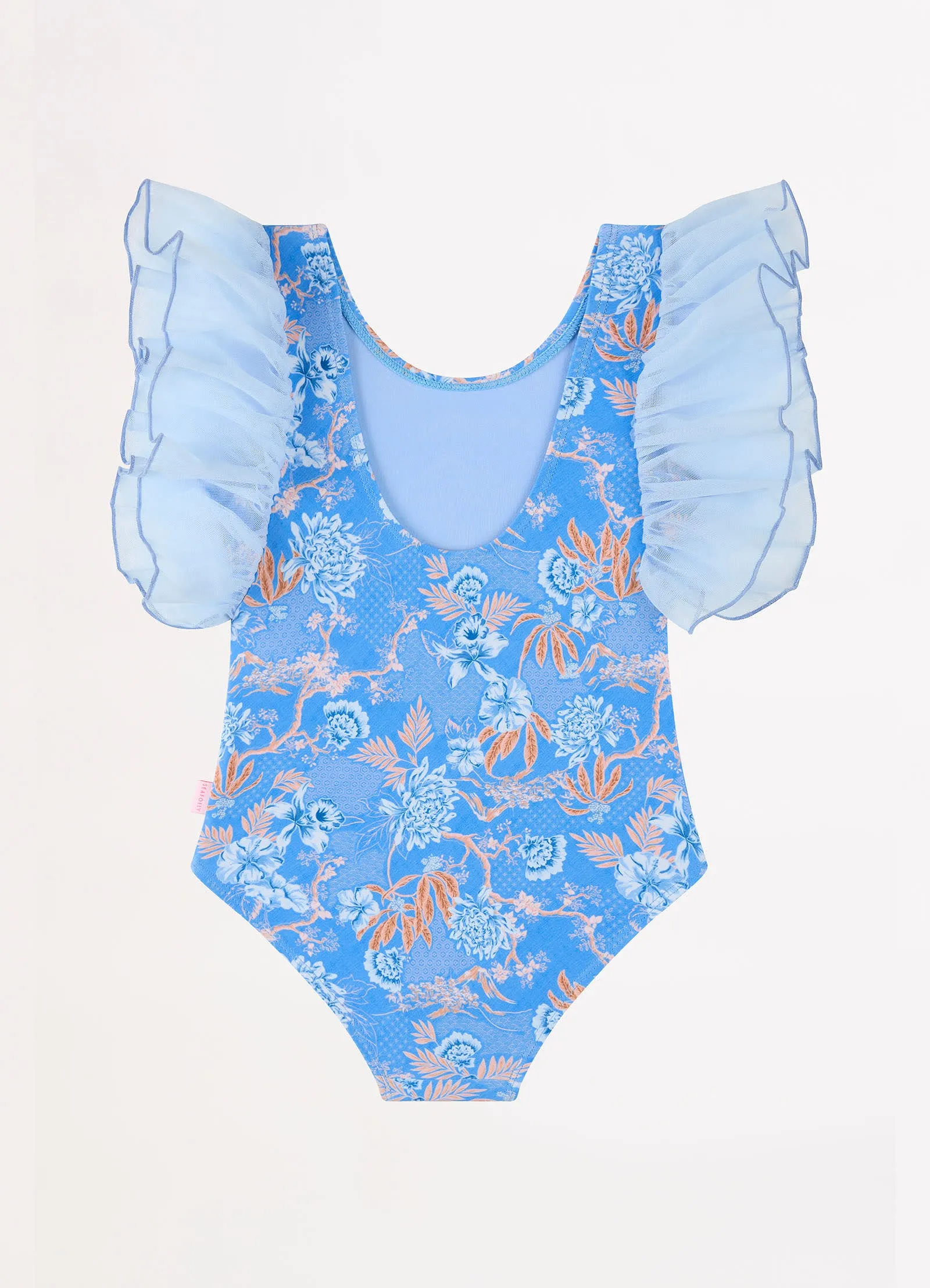 Blue Fuji Girls Fairy Sleeve One Piece - Blue