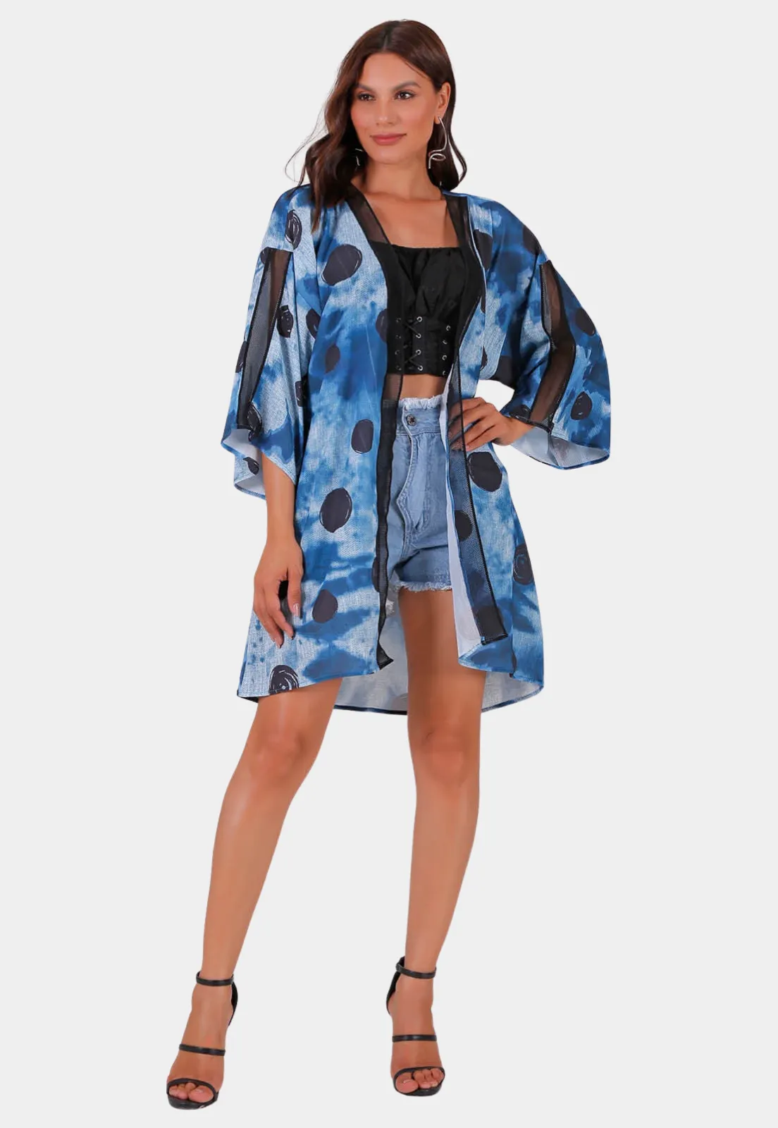 Blue Printed Kimono