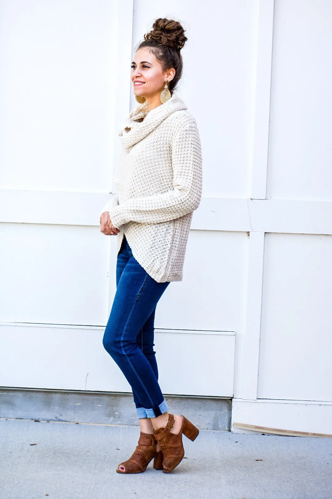 Brave Cross Over Cream Knit Sweater