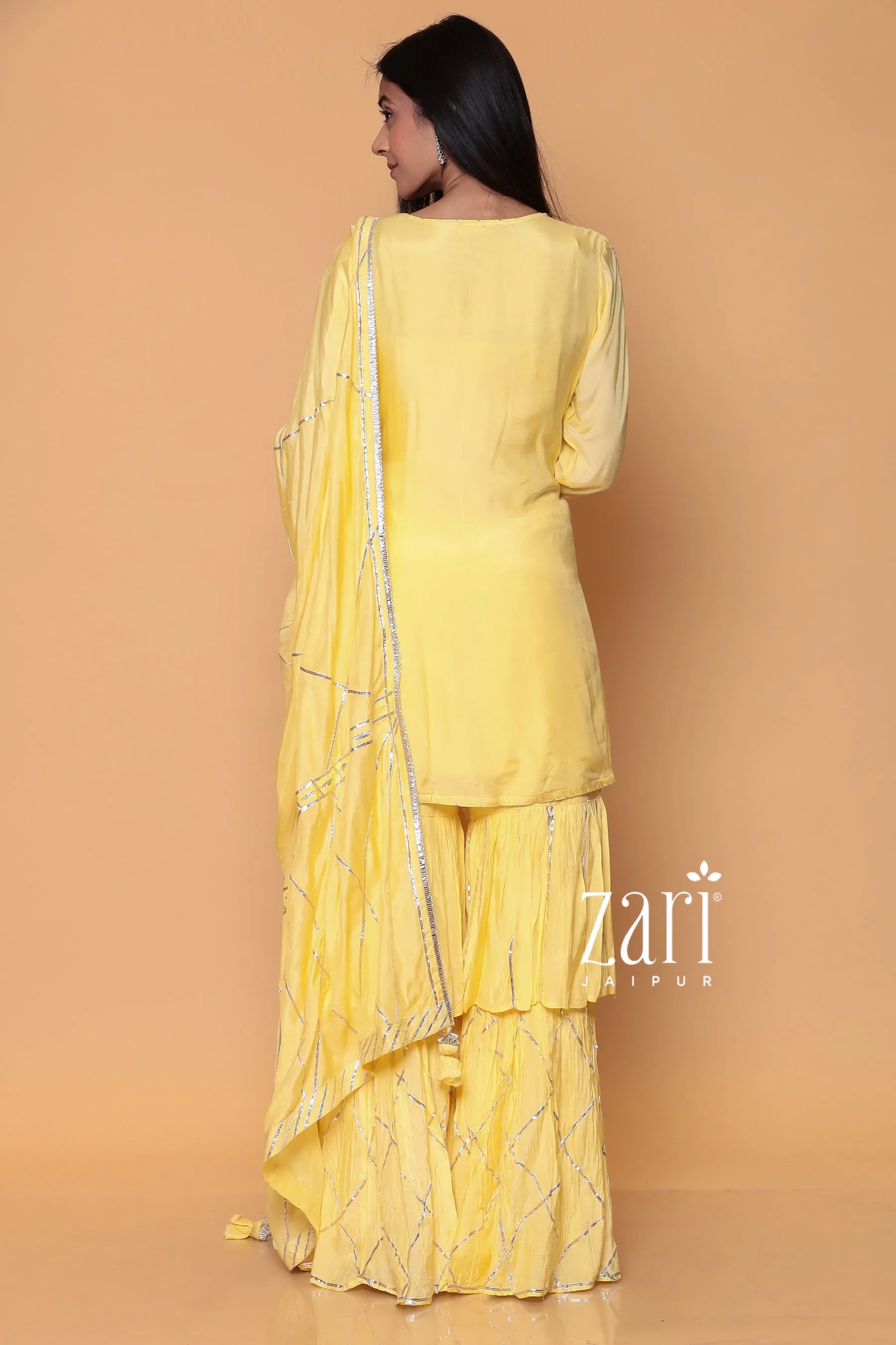 Cotton Silk Sharara Suit with Gota work.