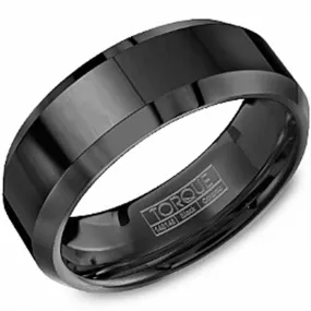 Crown Ring Black Ceramic Wedding Band