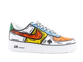 CUSTOM / NIKE Air Force 1 GS AF1 Sneaker Uomo Comics Multicolor 314192 117