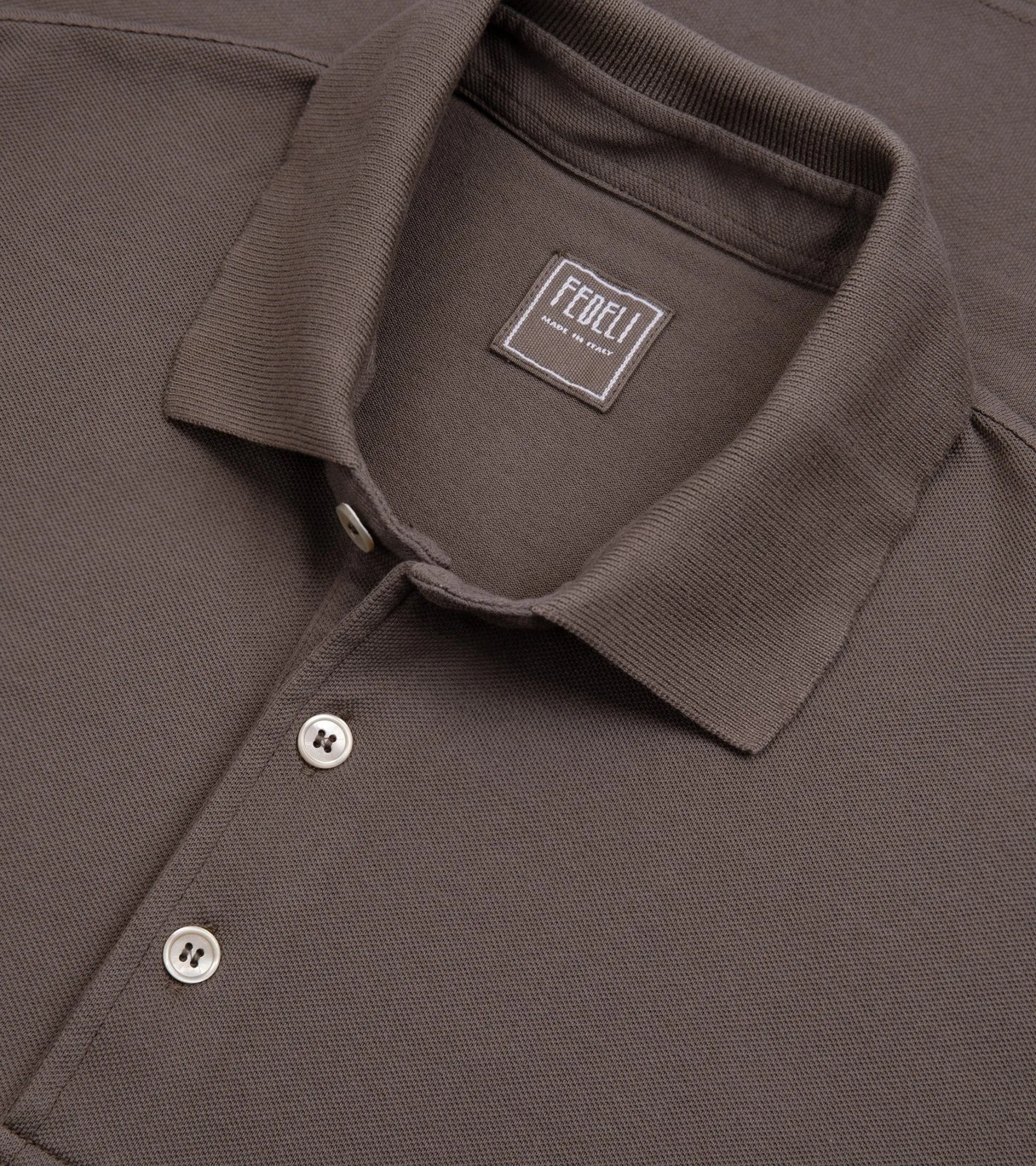 Fedeli Light Cotton Pique Polo Shirt: Brown