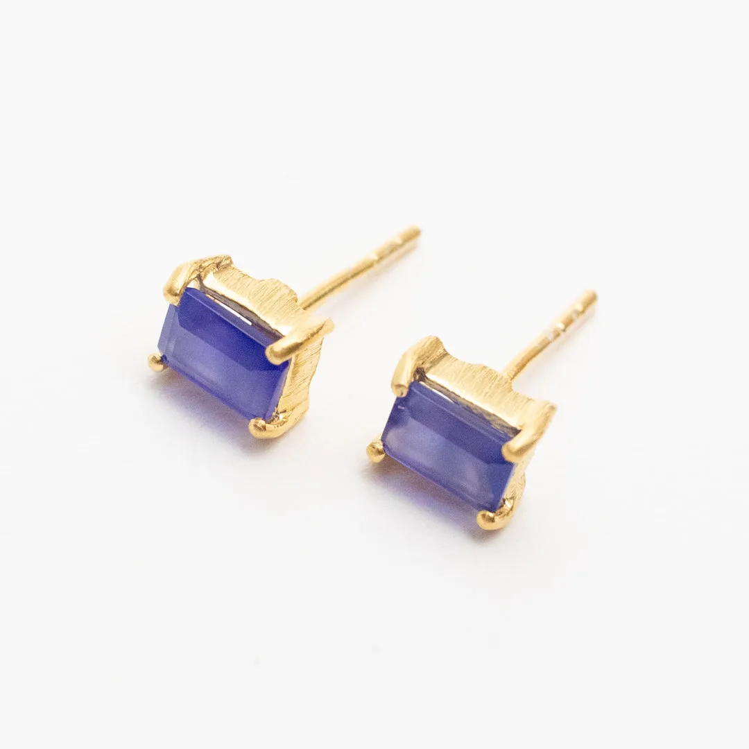 Gold Plated Baguette Stone Studs