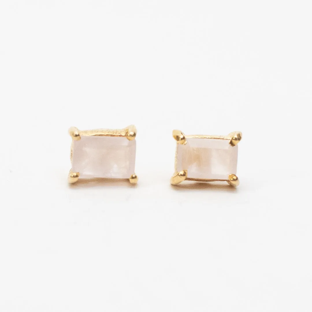 Gold Plated Baguette Stone Studs