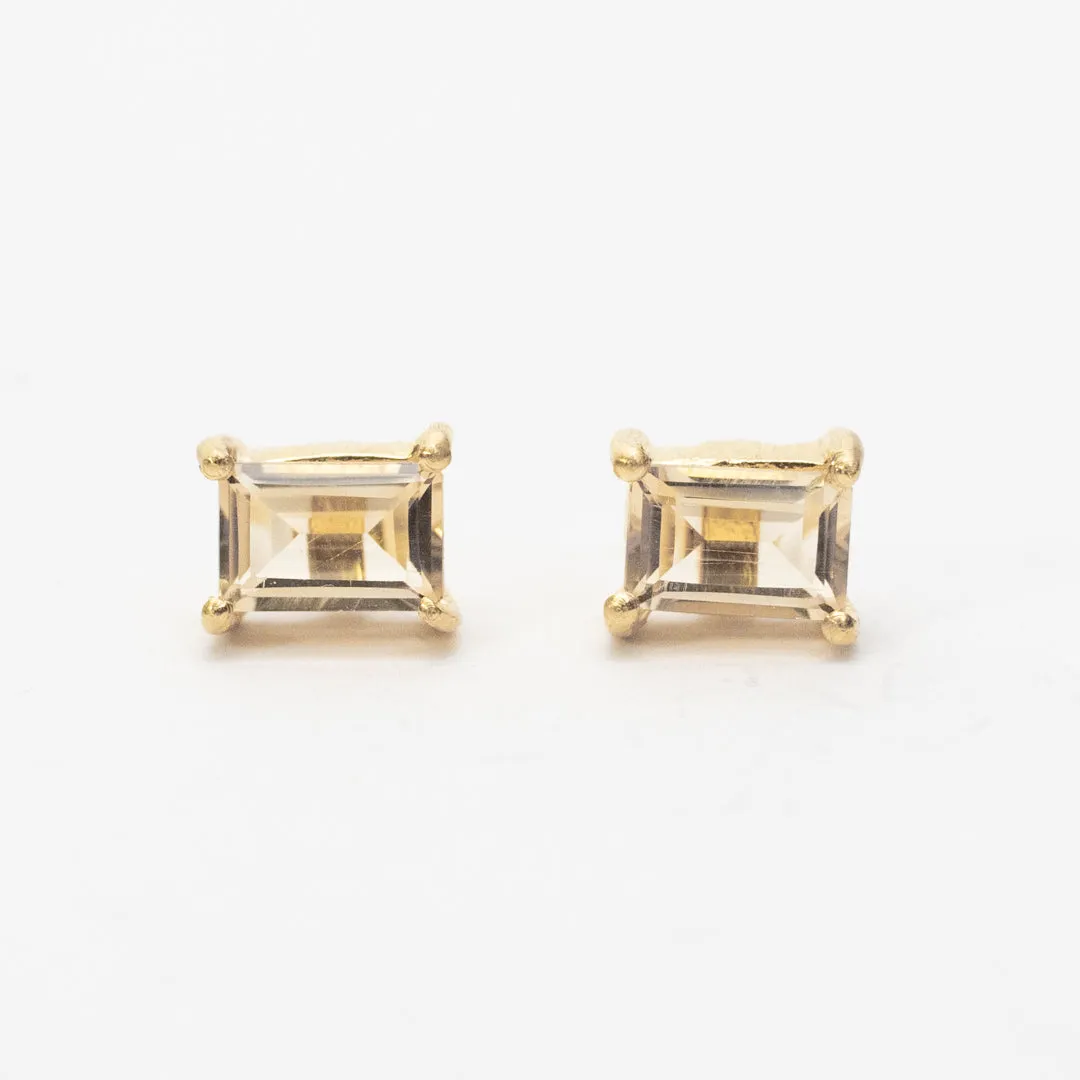 Gold Plated Baguette Stone Studs