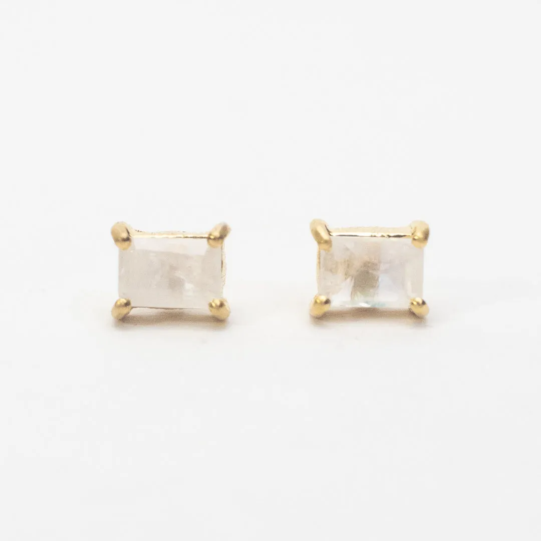 Gold Plated Baguette Stone Studs