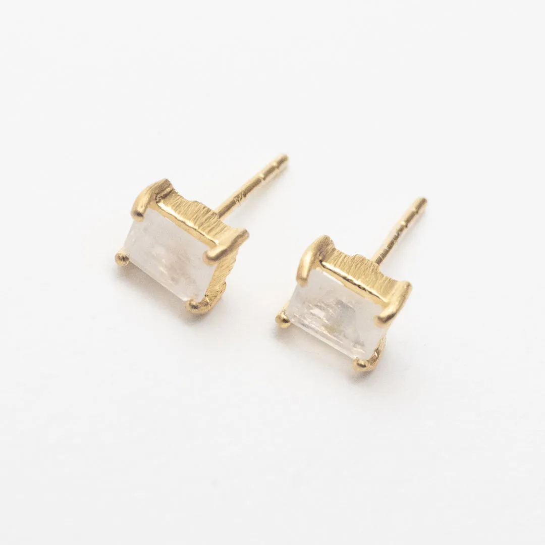 Gold Plated Baguette Stone Studs