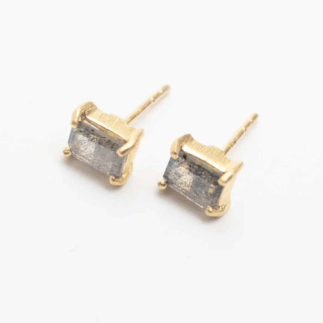 Gold Plated Baguette Stone Studs