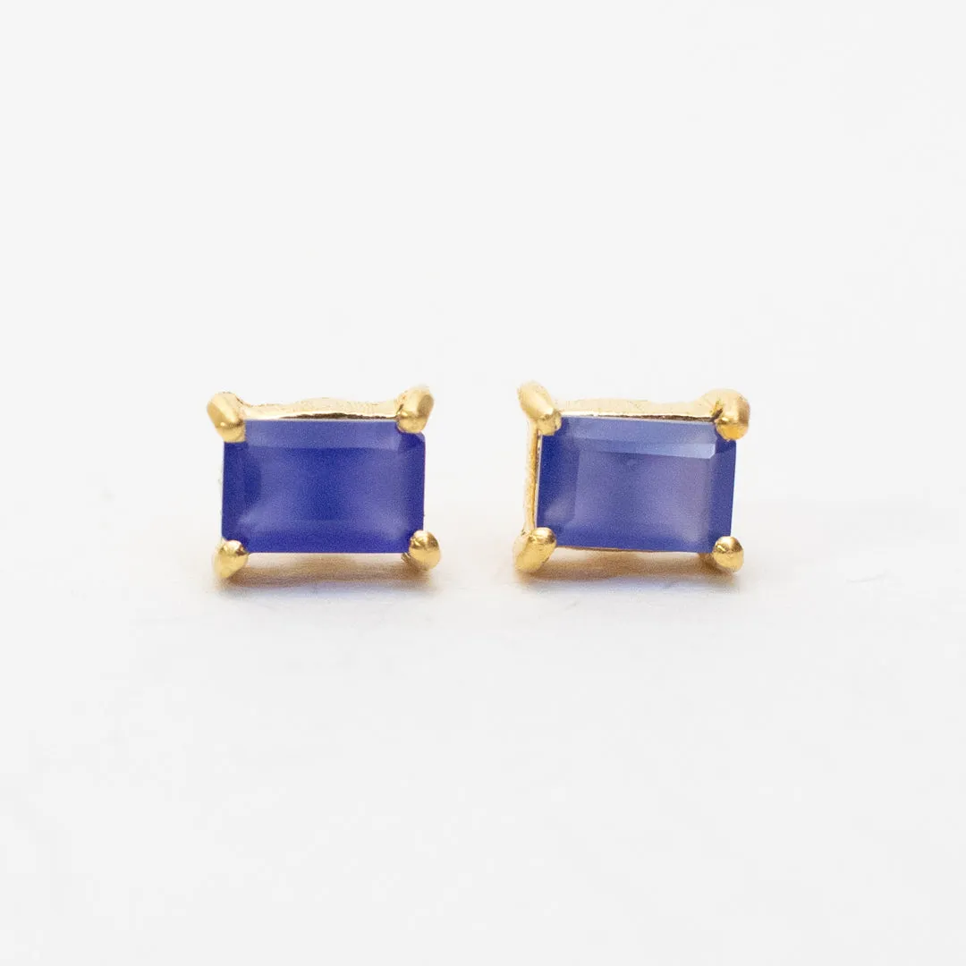 Gold Plated Baguette Stone Studs