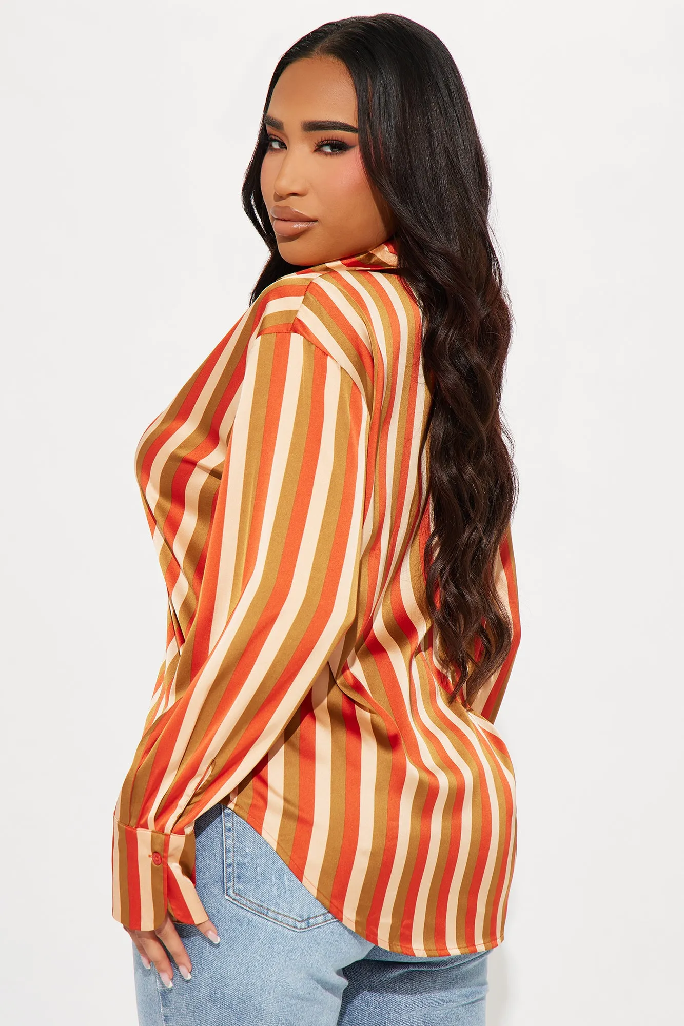 Good Call Striped Shirt - Orange/combo