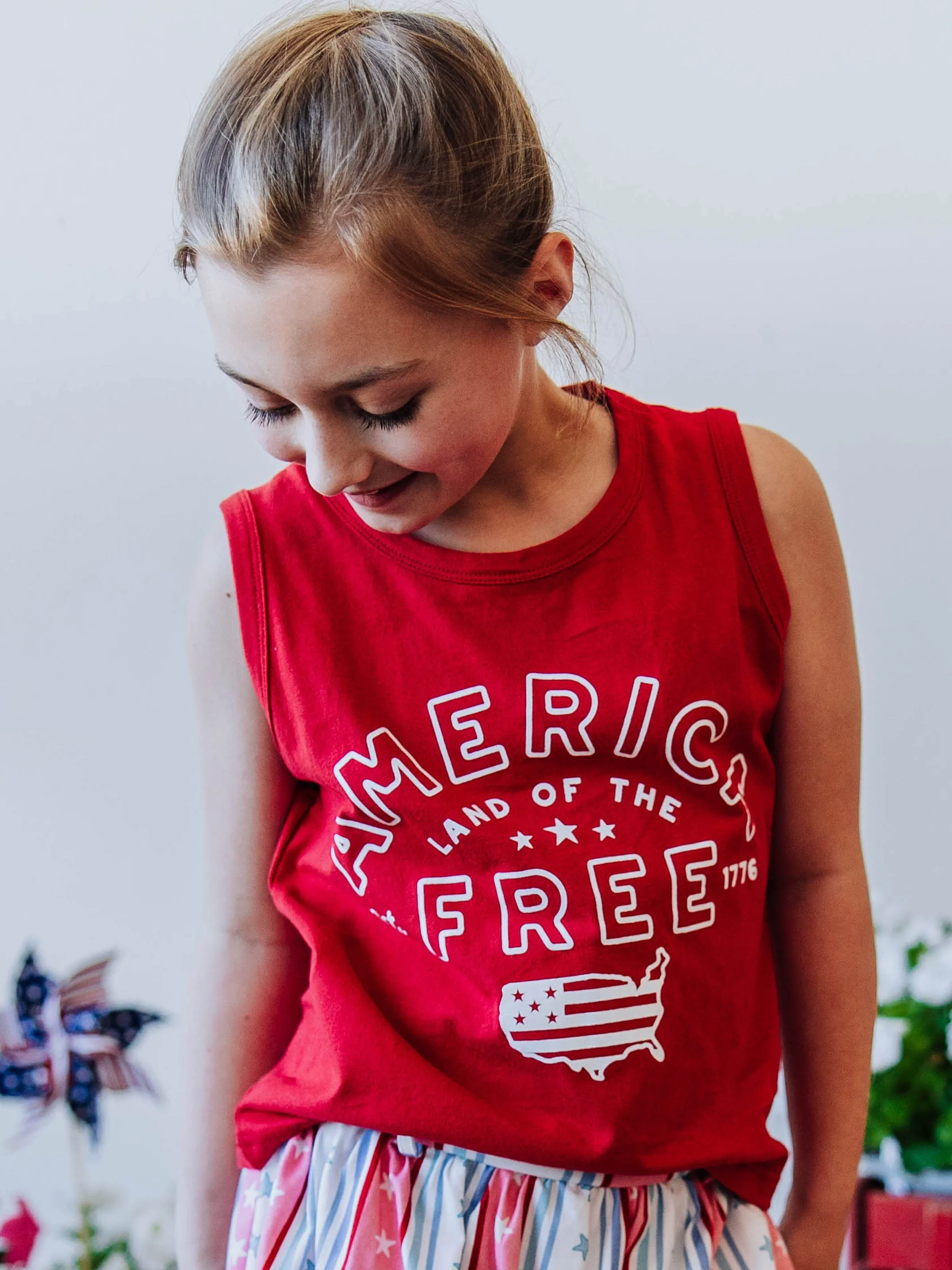 Graphic Tank - America Firework Red