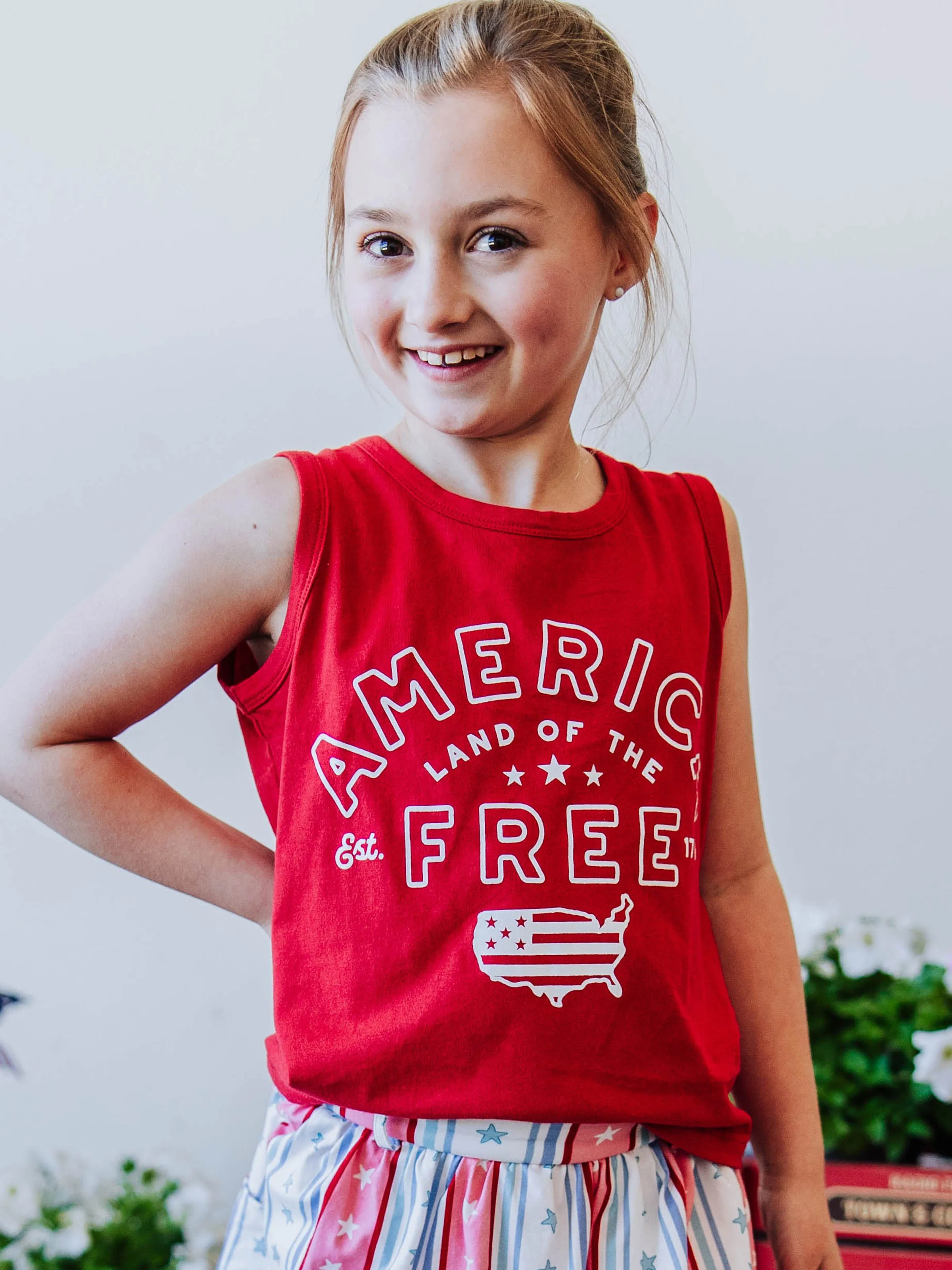 Graphic Tank - America Firework Red