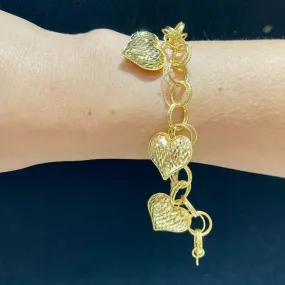 Heart Charm Bracelet 18K Gold