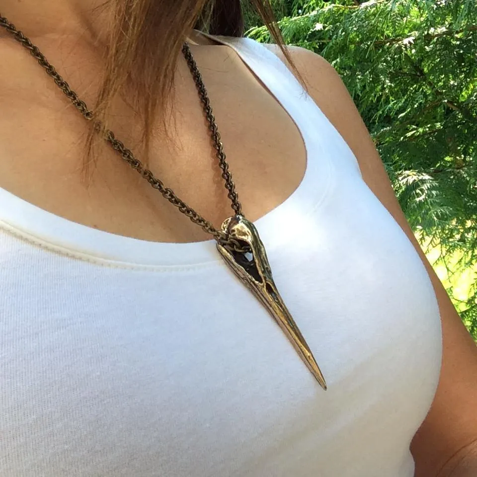 Heron Skull Pendant Necklace