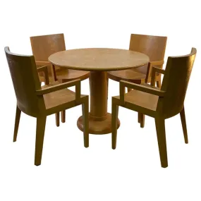 Karl Springer Modern Round Table and Armchairs in Faux Lizard Embossed Leather