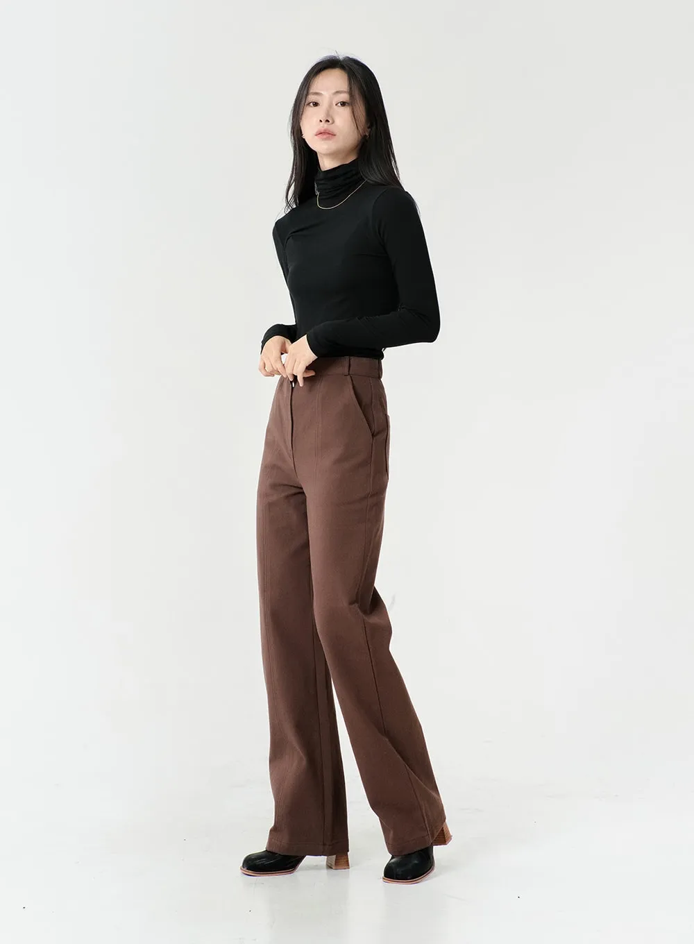 Line Detail Fall Color Cotton Pants OS13