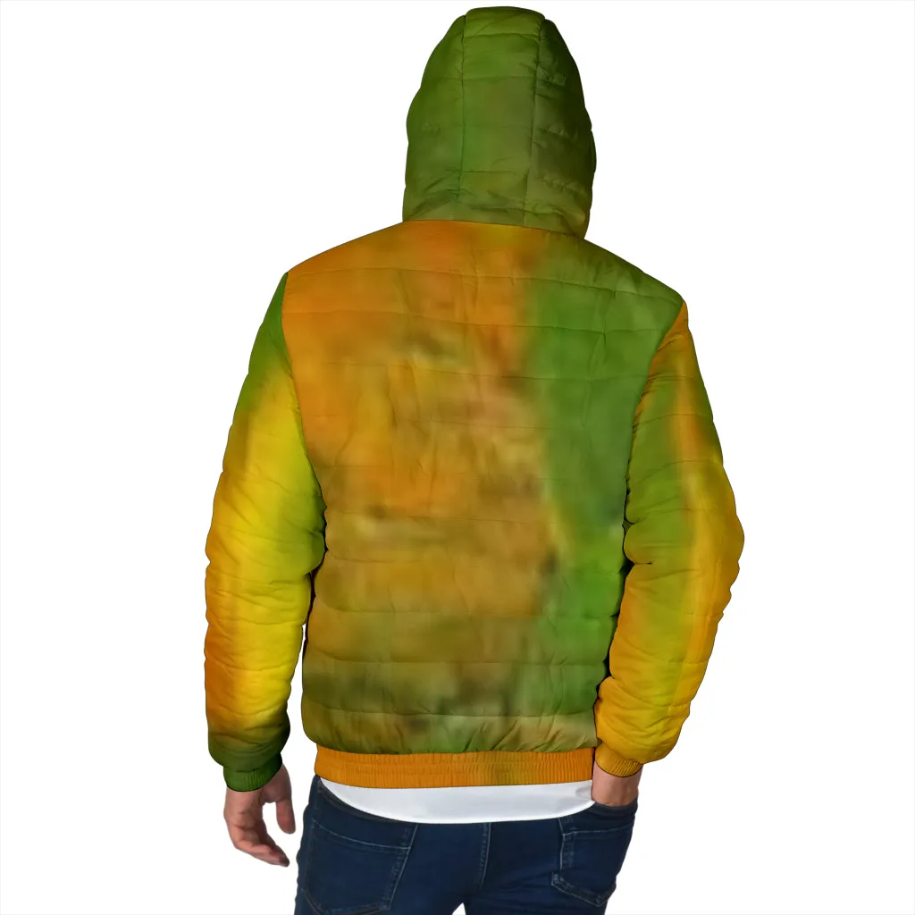 Men's Padded Hooded Jacket - Parrot Feathers