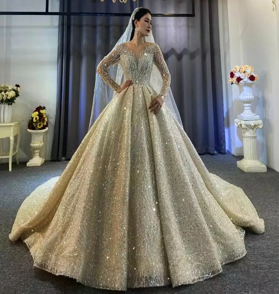 New Luxury Full Beading Wedding Gown