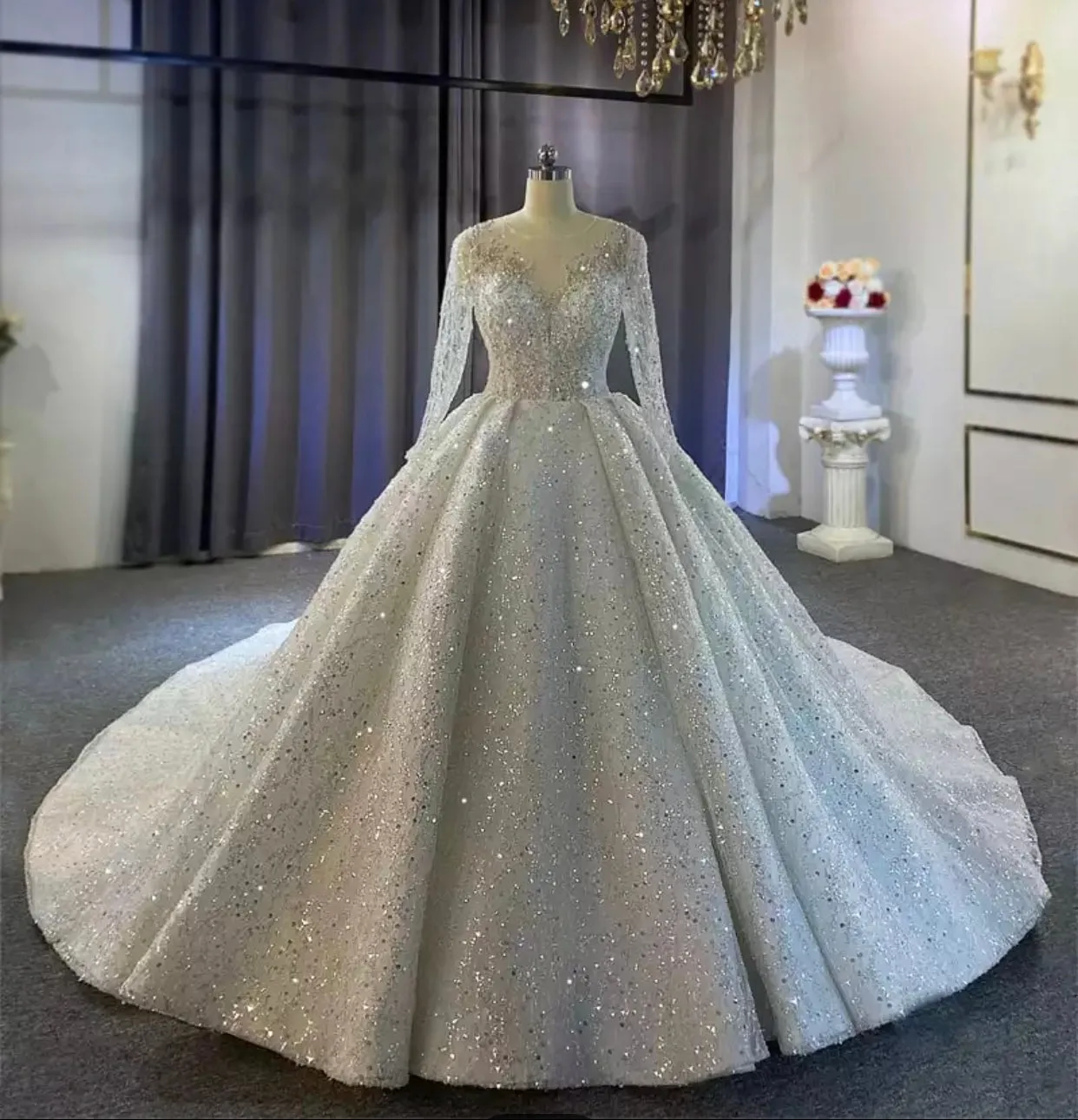 New Luxury Full Beading Wedding Gown