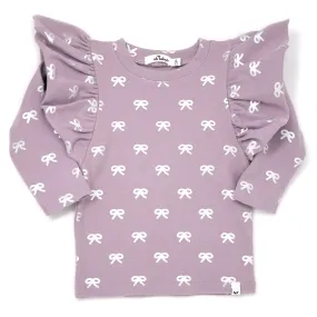 oh baby! Silver Bows Butterfly Sleeve Long Sleeve Tee - Dusty Lavender