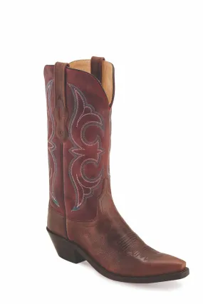 'Old West' Women's 12" Western Snip Toe - Brown / Red