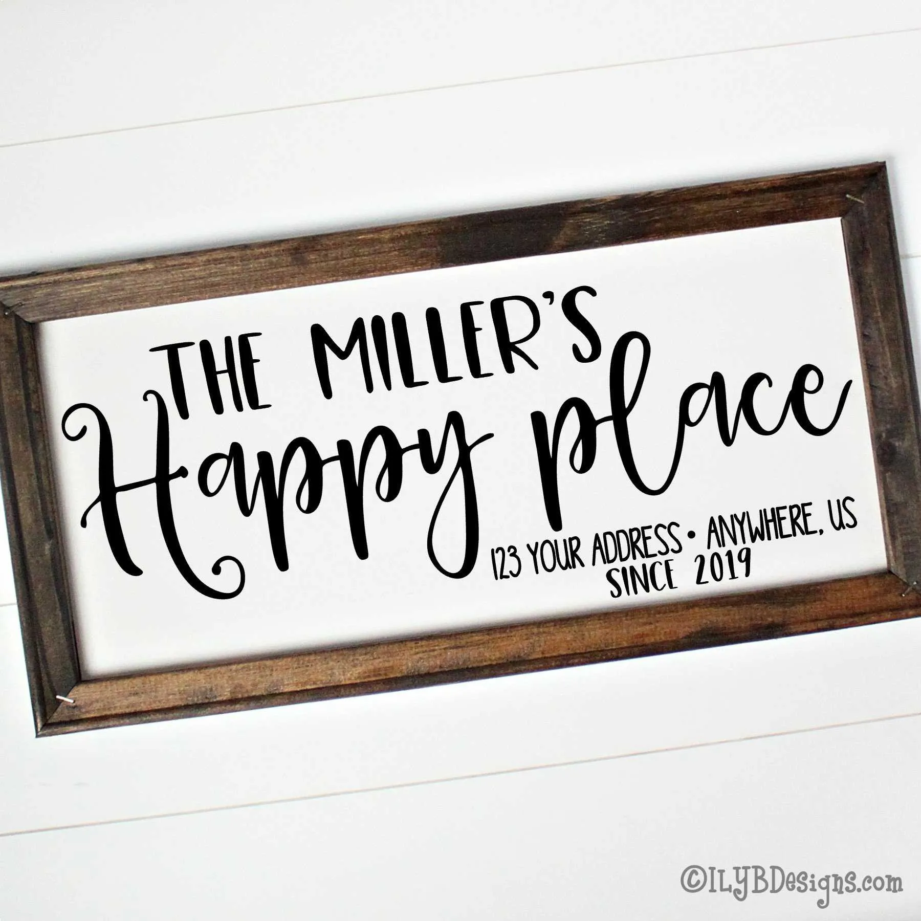 OUR FAMILY HAPPY PLACE Framed Canvas Sign - Custom Canvas Sign - Personalized Home Sign