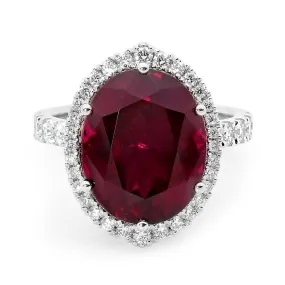 Oval Cut Red Tourmaline Ring