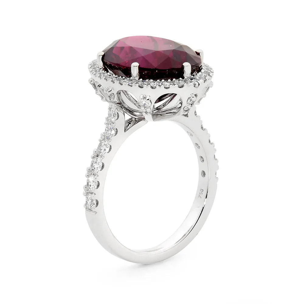 Oval Cut Red Tourmaline Ring