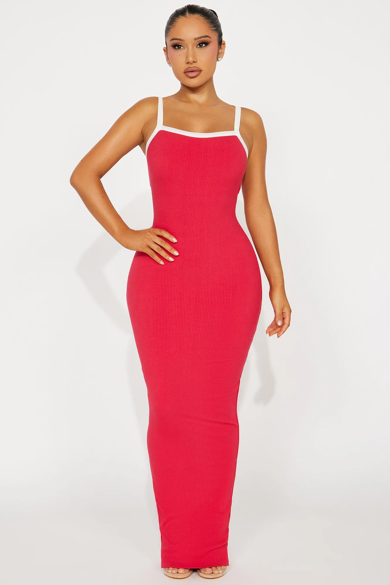 Pamela Snatched Maxi Dress - Raspberry/Combo