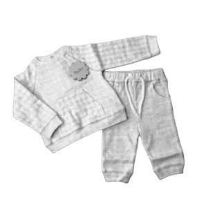 Patachou Baby Boys Light Grey Check Jersey 2-piece Set BNWT 9-12 Months