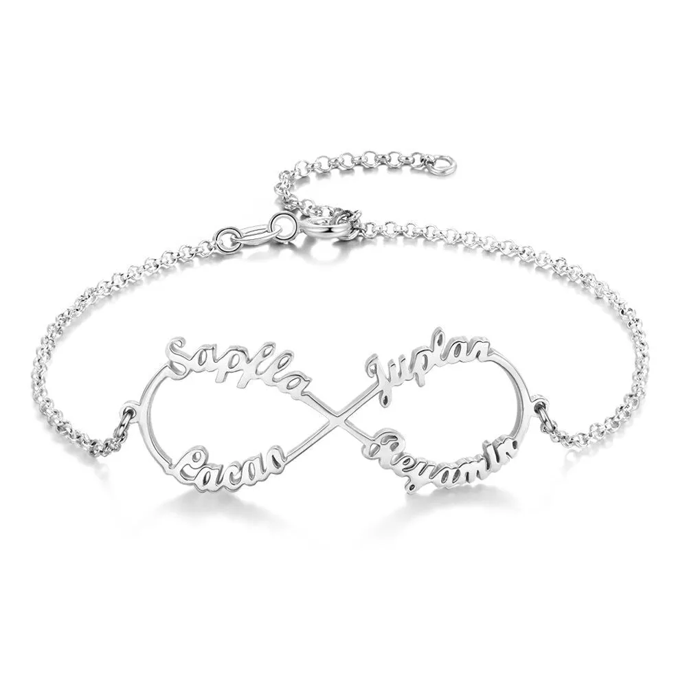 Personalized Infinity 4 Names Bracelet For Women