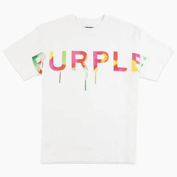 Purple Brand Graphic Color Drip T Shirt (White) P104-QRWD223