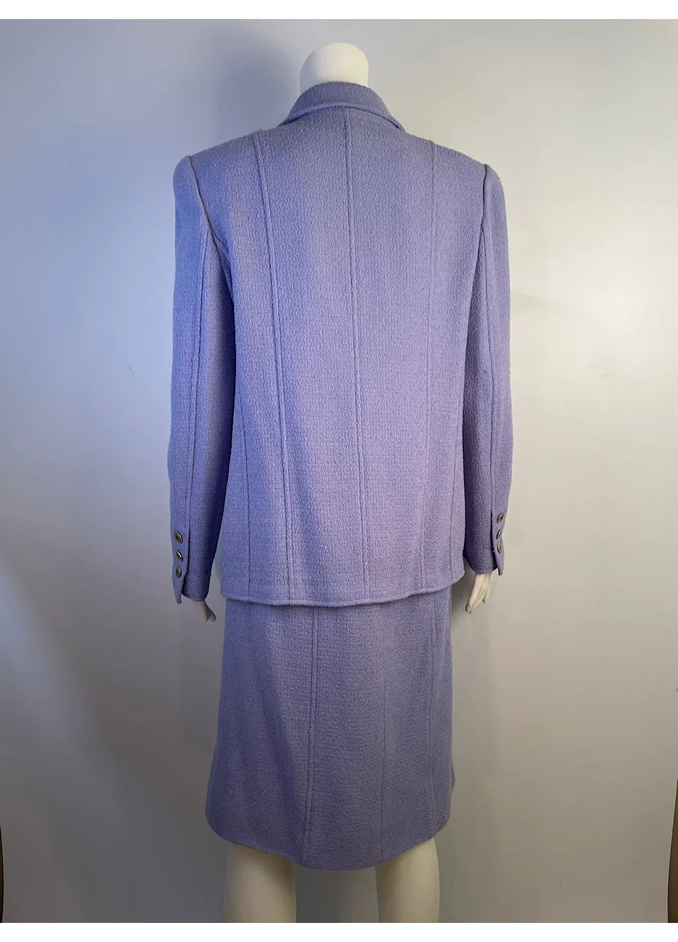 Rare Chanel 98P 1998 Spring Vintage Lilac Double Breasted Jacket Skirt Suit FR 44 US 10