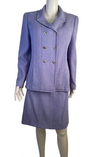 Rare Chanel 98P 1998 Spring Vintage Lilac Double Breasted Jacket Skirt Suit FR 44 US 10