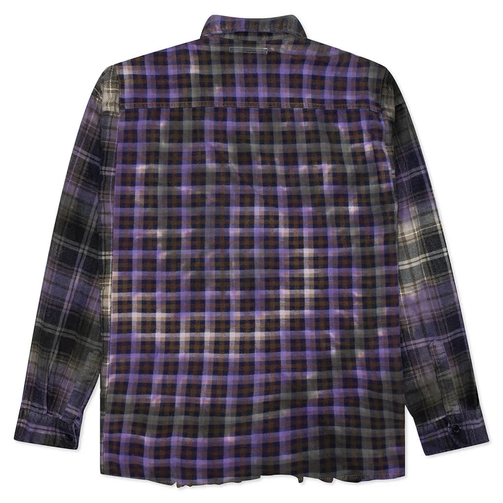 Rebuild by Flannel Shirt Ribbon Wide Shirt / Tie Dye - Multi