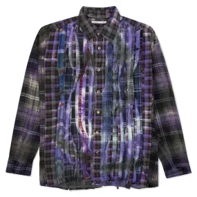 Rebuild by Flannel Shirt Ribbon Wide Shirt / Tie Dye - Multi