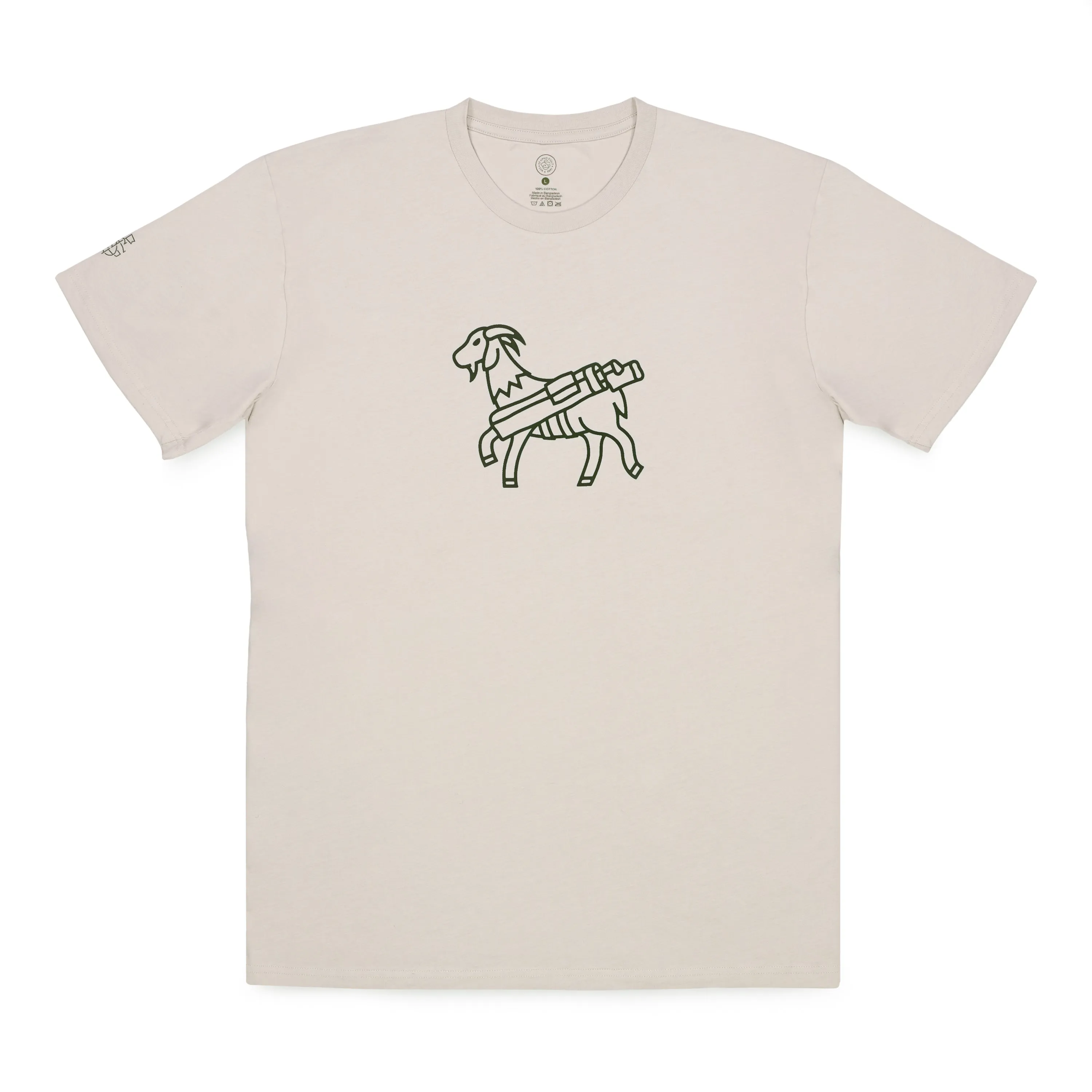 Seamus Goat T-Shirt - Green on Bone