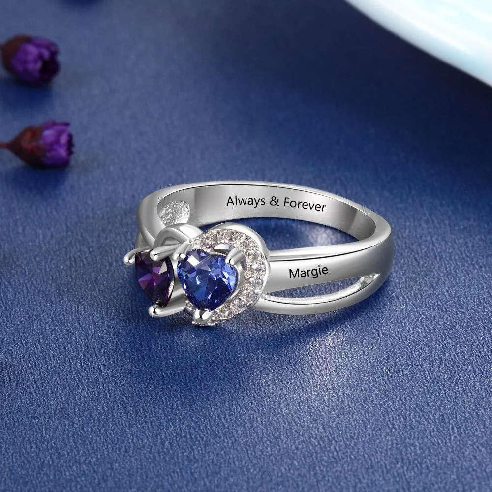 Sterling Silver Personalized Engagement Ring For Women