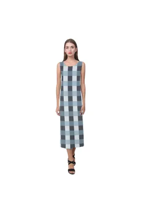 Tartan Turquoise Phaedra Sleeveless Open Fork Long Dress