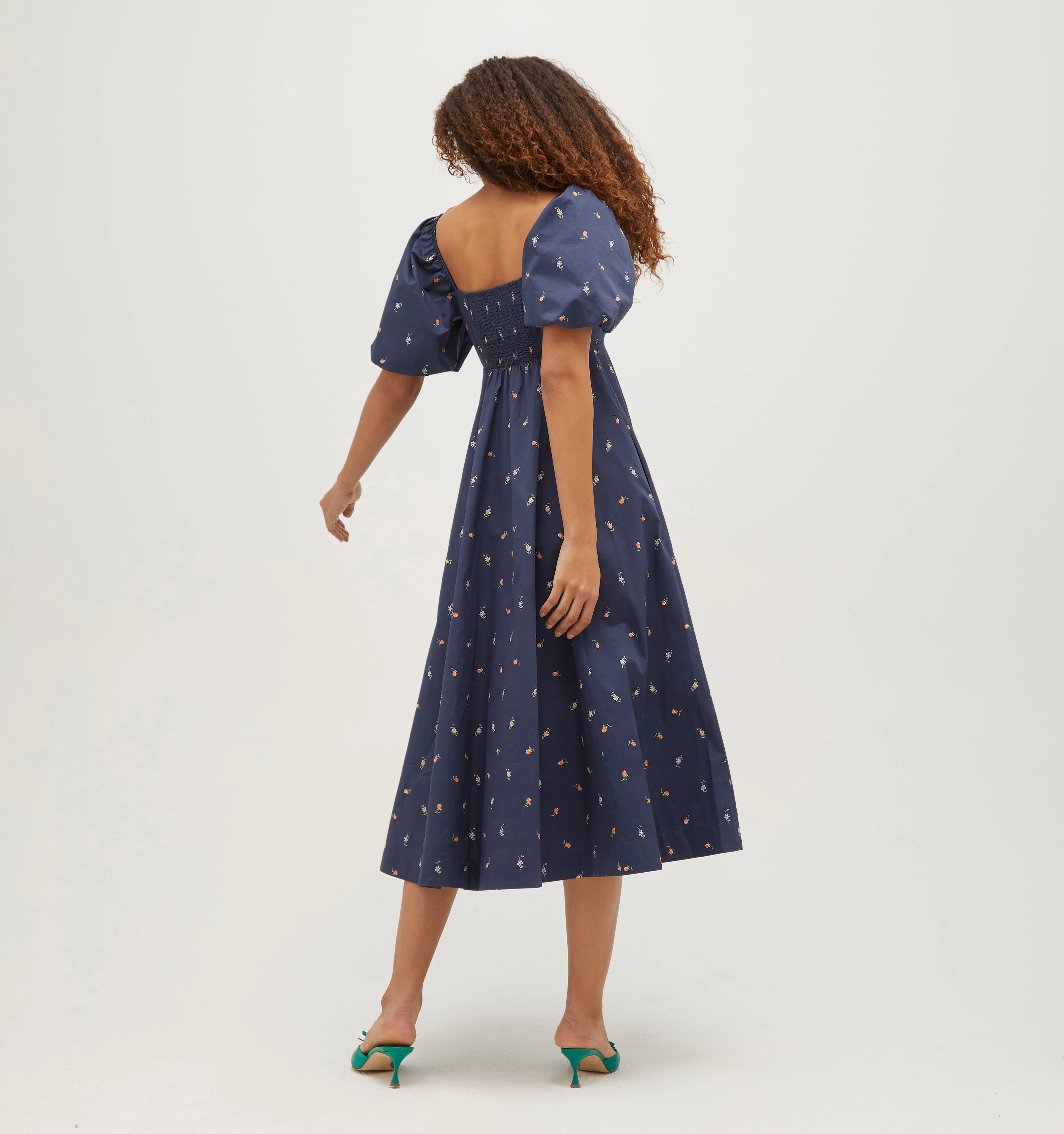 The Matilda Dress - Petite Fleur in Navy Cotton Sateen