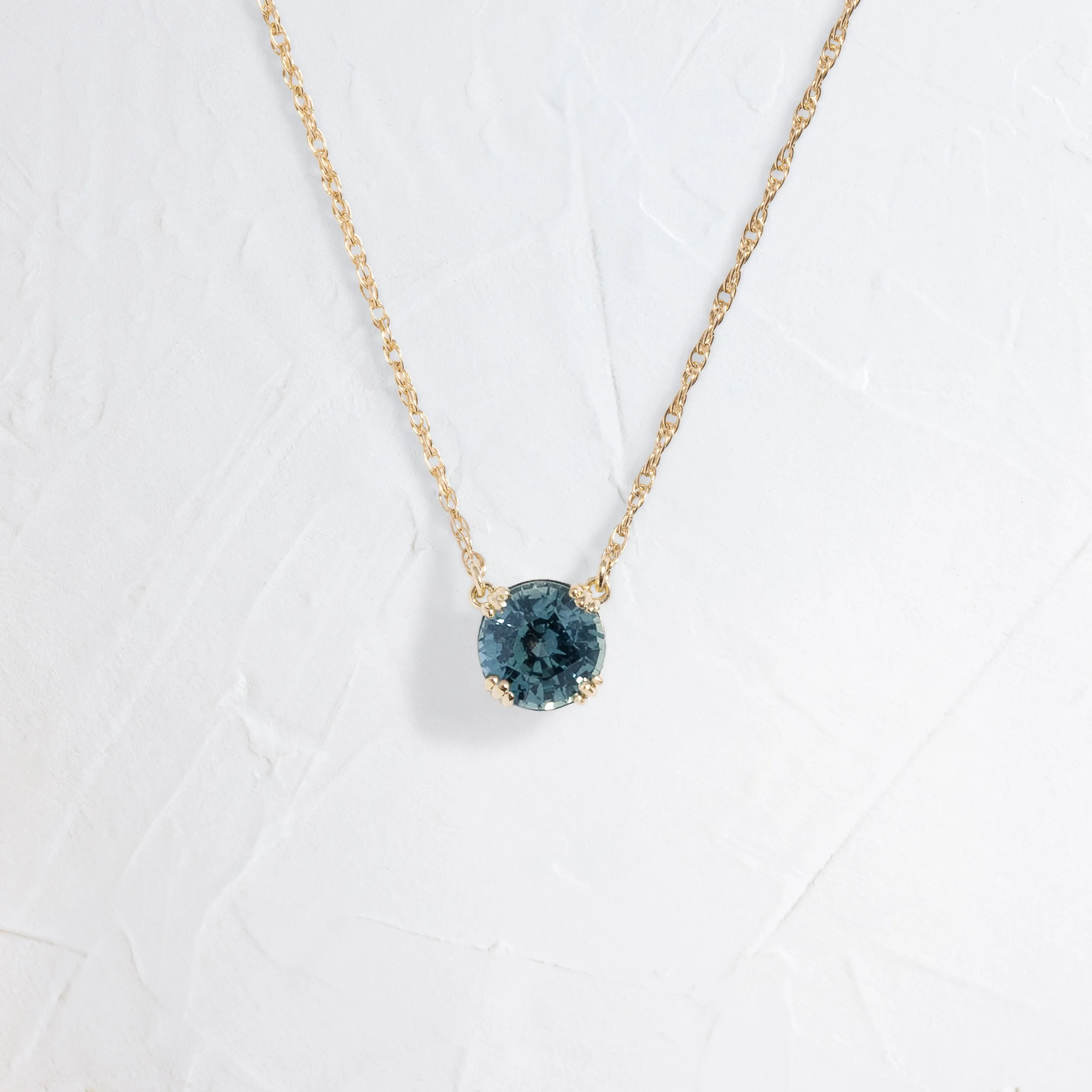 Threaded Necklace, 1.1ct. Blue-Green Sapphire - OOS