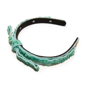 TURQUOISE EMBELLISHED BARDOT SLIM RIBBON HEADBAND